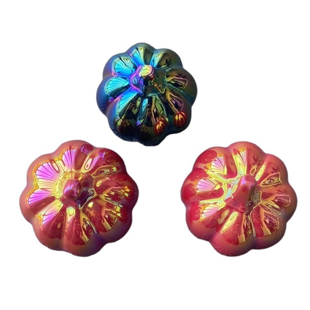 3 Iridescent Target Bullseye Pumpkins - Picture 7 of 14